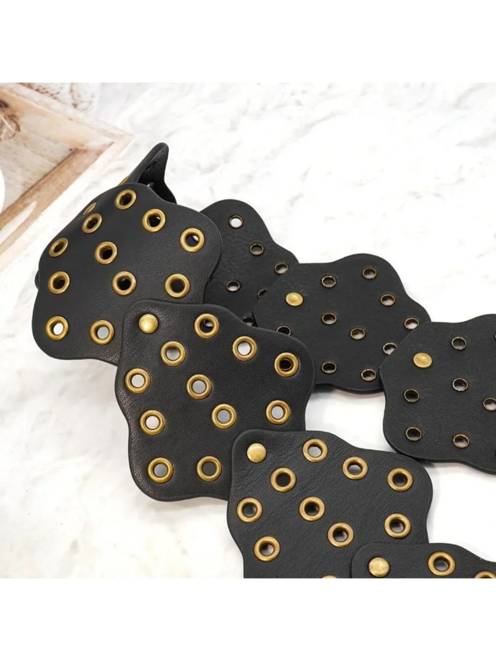 Vintage Wide Disc Leather Belt for Women | Boho Western Chunky Waist Belt